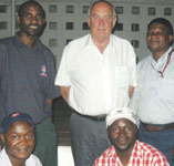 Lusaka photo back (Lto R): Likando Mataa (chairman Midlands) Vivian MacFadyen (general secretary SAIMC) Andrew Sikwese (branch secretary Midlands) front (L to R): Changa Chileshe (committee member Midlands) Feka Daka (vice chairman Midlands)